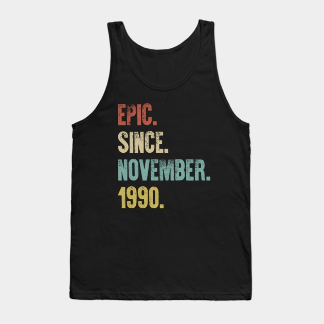 Retro Vintage 30th Birthday Epic Since June 1990 Tank Top by DutchTees